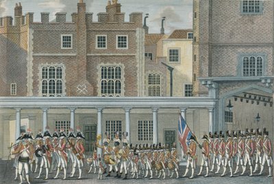 Banda militare al Palazzo di St. James, fine XVIII secolo da English School